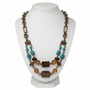 Stephen Dweck Turquoise Citrine Bronze Neiman Marcus Designer Necklace
